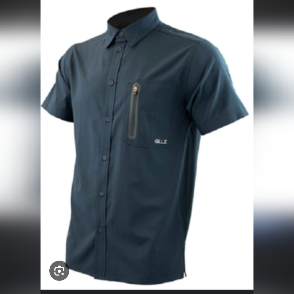 Blue Casual Button Down Shirt with Modern Collar